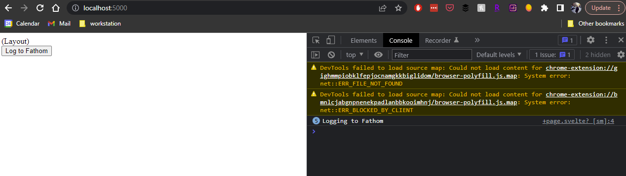 Fathom and SvelteKit example site screenshot